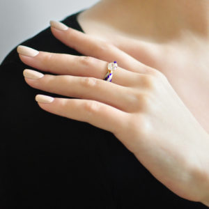 Zolochenie sine belaya 300x300 - Кольцо из серебра «Сердце» (золочение), сине-белое с фианитами