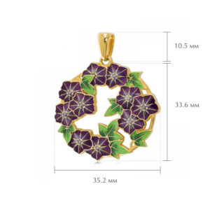 petuniya razmery zolochenie fioletovaya 300x300 - Подвеска из серебра «Петуния» (золочение), фиолетовая