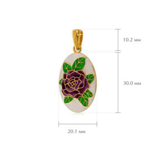 roza zolochenie fioletovaya razmery 300x300 - Серебряная подвеска «Роза» (золочение), фиолетовая