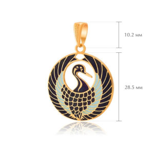 zhuravlik zolochenie fioletovaya razmery 300x300 - Подвеска из серебра «Журавлик» (золочение), фиолетовая