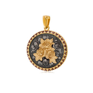 3 24 2z shema3 300x300 - Подвеска из серебра круглая «Жостово» (золочение), фиолетовая