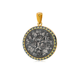 3 24 3z shema2 300x300 - Подвеска из серебра круглая «Жостово» (золочение), синяя